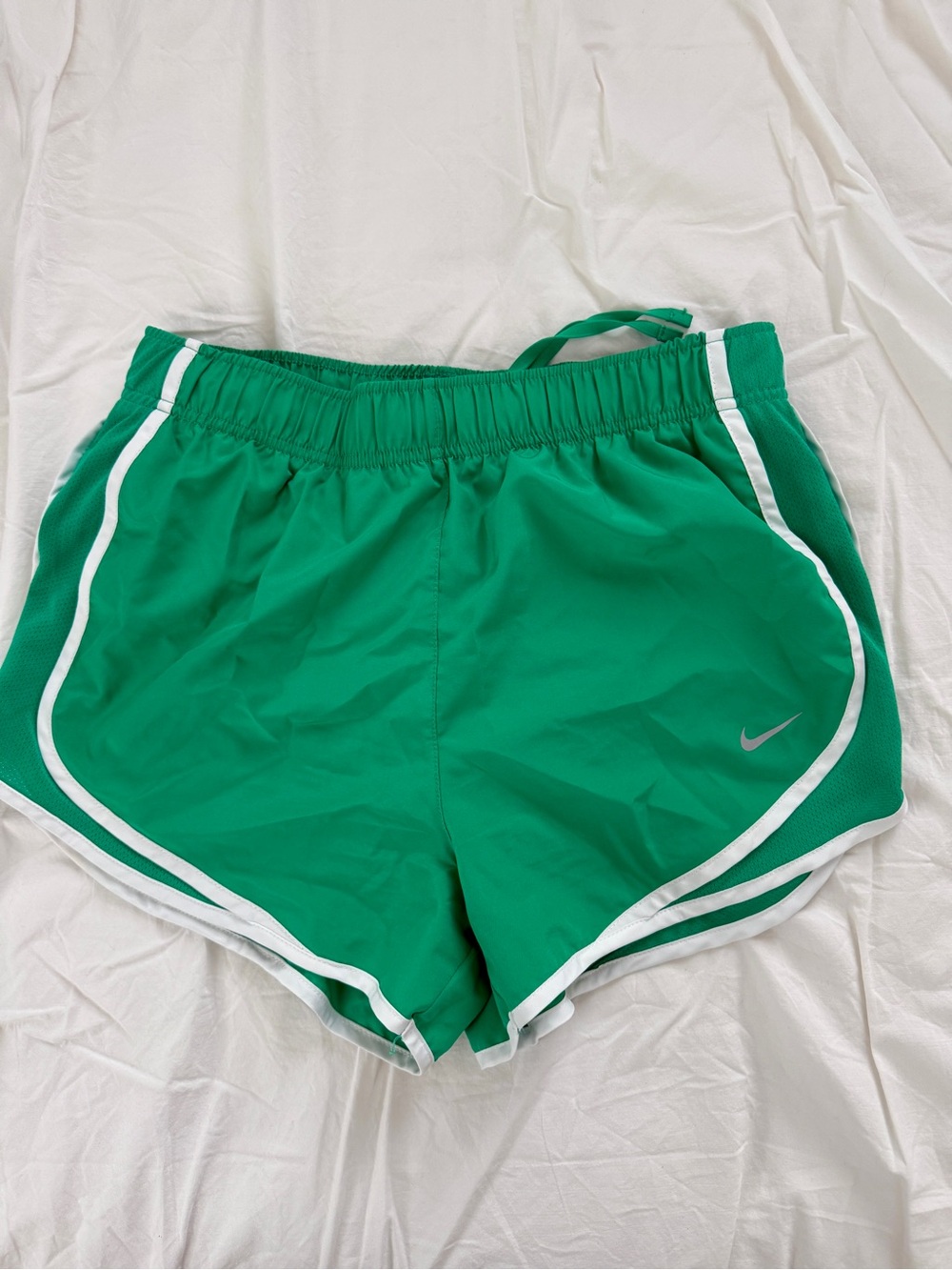 Nike Women's Bright Green Athletic Shorts with White Trim